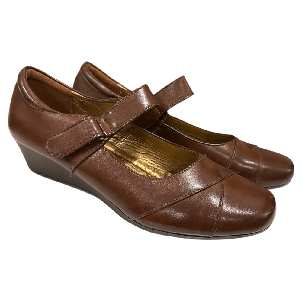 Pierre Dumas Flexibles Vintage‎ Brown Mary Jane Wedge Heels Women’s Size 10